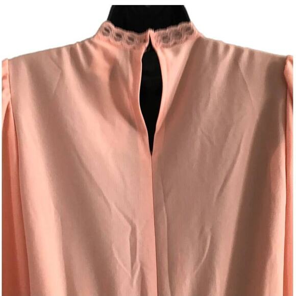 Vintage Peach JCPenney Long Sleeve Dress, 1980s Spring Dress Sz 4 or Small - Picture 6 of 8